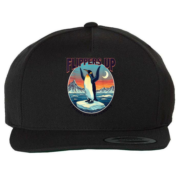 Flippers Up I Stand With The Penguins Wool Snapback Cap