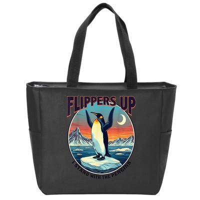 Flippers Up I Stand With The Penguins Zip Tote Bag