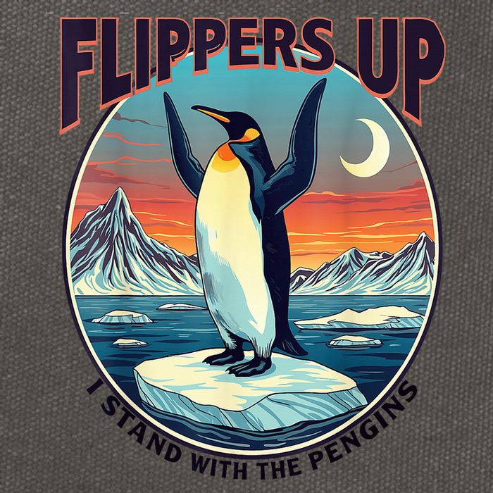 Flippers Up I Stand With The Penguins Cotton Canvas Backpack