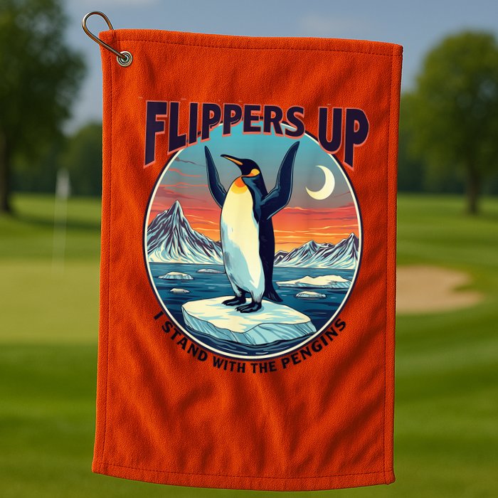 Flippers Up I Stand With The Penguins Golf Towel