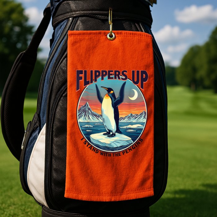 Flippers Up I Stand With The Penguins Golf Towel