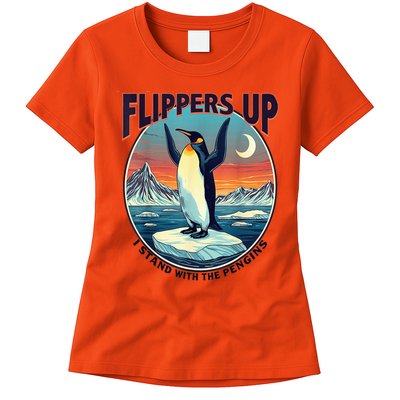 Flippers Up I Stand With The Penguins Womens T-Shirt