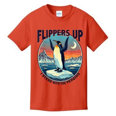 Flippers Up I Stand With The Penguins Kids T-Shirt