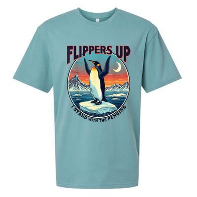 Flippers Up I Stand With The Penguins Sueded Cloud Jersey T-Shirt