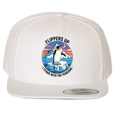 Flippers Up I Stand With The Penguins Wool Snapback Cap