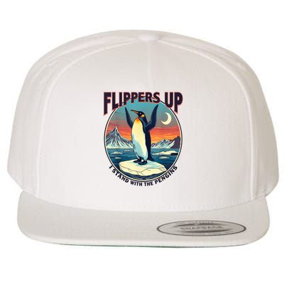 Flippers Up I Stand With The Penguins Funny  Wool Snapback Cap