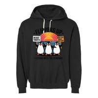 Flippers Up I Stand With Penguins Against Tariffs USA Garment-Dyed Fleece Hoodie