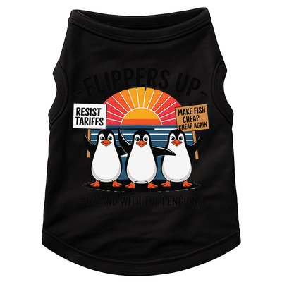Flippers Up I Stand With Penguins Against Tariffs USA Doggie Tank