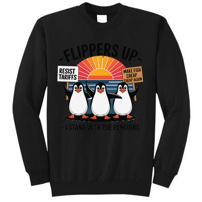 Flippers Up I Stand With Penguins Against Tariffs USA Sweatshirt