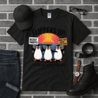 Flippers Up I Stand With Penguins Against Tariffs USA Tall T-Shirt