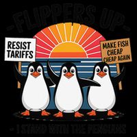 Flippers Up I Stand With Penguins Against Tariffs USA Bucket Hat