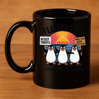 Flippers Up I Stand With Penguins Against Tariffs USA 11oz C Handle Ceramic Mug