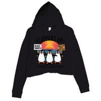 Flippers Up I Stand With Penguins Against Tariffs USA Crop Fleece Hoodie