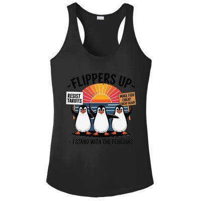 Flippers Up I Stand With Penguins Against Tariffs USA Ladies PosiCharge Competitor Racerback Tank