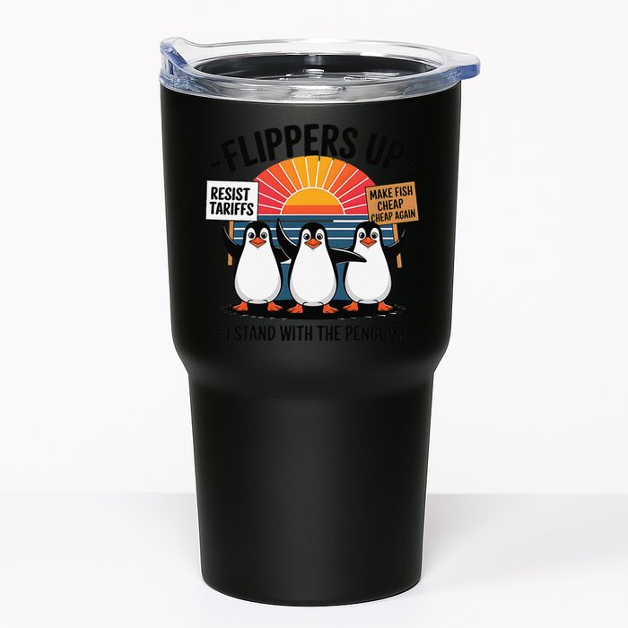 Flippers Up I Stand With Penguins Against Tariffs USA Tumbler