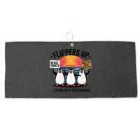 Flippers Up I Stand With Penguins Against Tariffs USA Large Microfiber Waffle Golf Towel