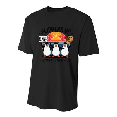 Flippers Up I Stand With Penguins Against Tariffs USA Youth Performance Sprint T-Shirt