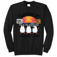 Flippers Up I Stand With Penguins Against Tariffs USA Tall Sweatshirt