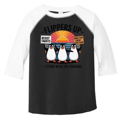Flippers Up I Stand With Penguins Against Tariffs USA Toddler Fine Jersey T-Shirt