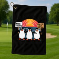 Flippers Up I Stand With Penguins Against Tariffs USA Golf Towel