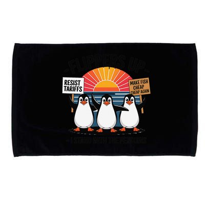 Flippers Up I Stand With Penguins Against Tariffs USA Microfiber Hand Towel