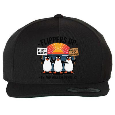 Flippers Up I Stand With Penguins Against Tariffs USA Wool Snapback Cap