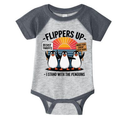 Flippers Up I Stand With Penguins Against Tariffs USA Infant Baby Jersey Bodysuit