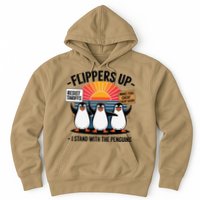 Flippers Up I Stand With Penguins Against Tariffs USA Hoodie