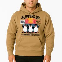 Flippers Up I Stand With Penguins Against Tariffs USA Hoodie