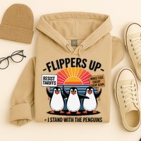 Flippers Up I Stand With Penguins Against Tariffs USA Hoodie