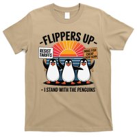 Flippers Up I Stand With Penguins Against Tariffs USA T-Shirt