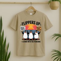Flippers Up I Stand With Penguins Against Tariffs USA T-Shirt
