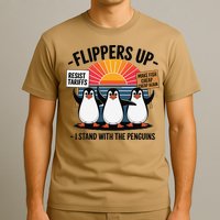 Flippers Up I Stand With Penguins Against Tariffs USA T-Shirt