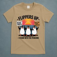Flippers Up I Stand With Penguins Against Tariffs USA T-Shirt