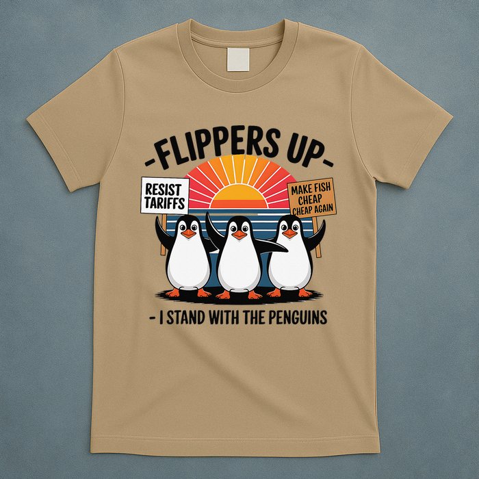 Flippers Up I Stand With Penguins Against Tariffs USA T-Shirt