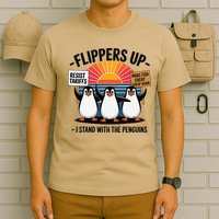 Flippers Up I Stand With Penguins Against Tariffs USA T-Shirt