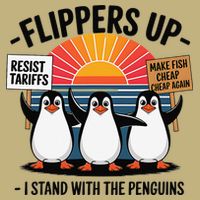 Flippers Up I Stand With Penguins Against Tariffs USA T-Shirt
