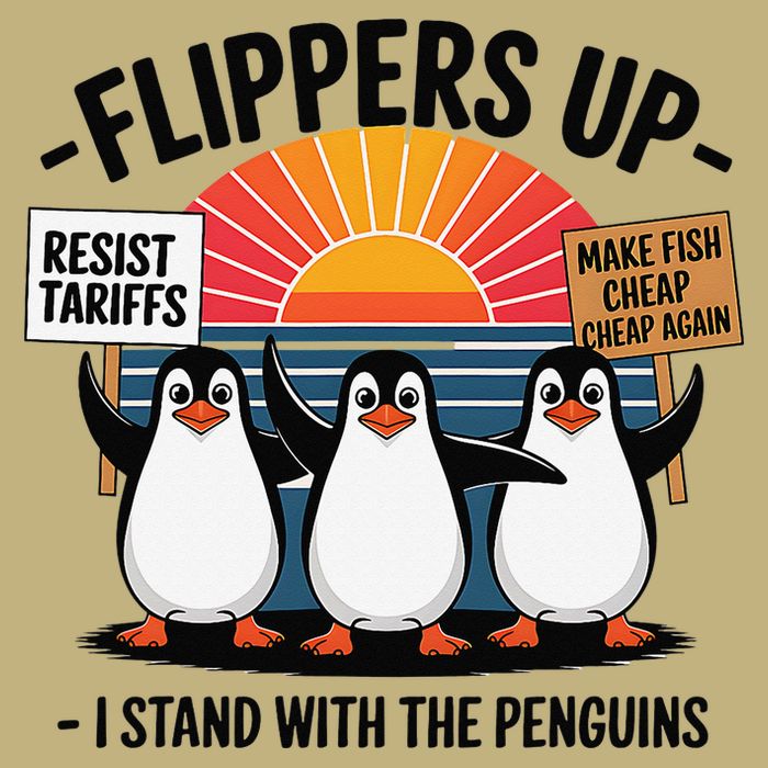 Flippers Up I Stand With Penguins Against Tariffs USA T-Shirt