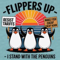 Flippers Up I Stand With Penguins Against Tariffs USA Sueded Cloud Jersey T-Shirt