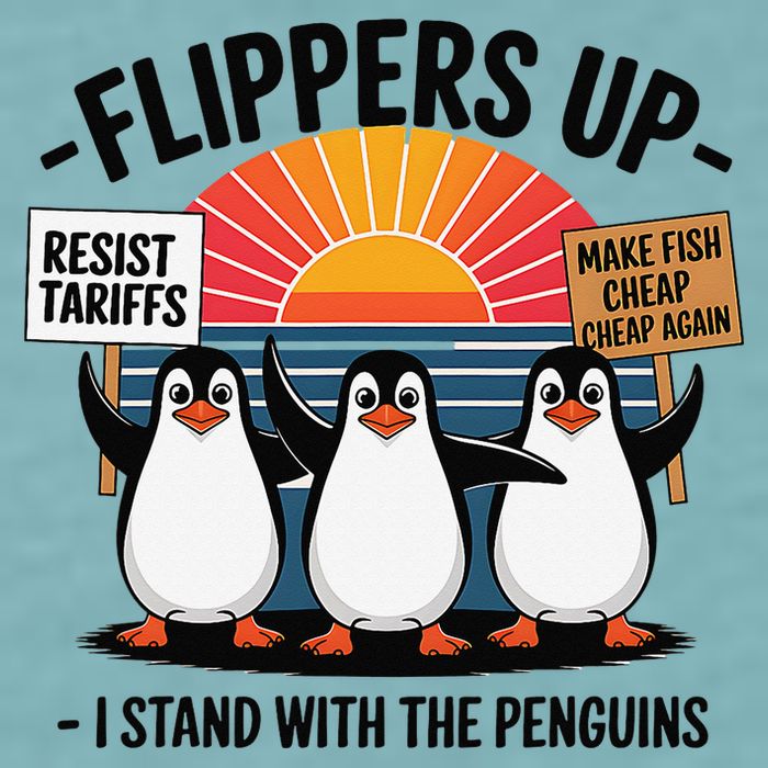 Flippers Up I Stand With Penguins Against Tariffs USA Sueded Cloud Jersey T-Shirt