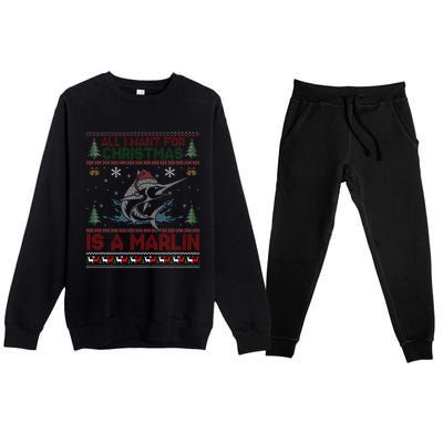 Funny Ugly I Want For Christmas Is A Marlin Fish Swea Premium Crewneck Sweatsuit Set