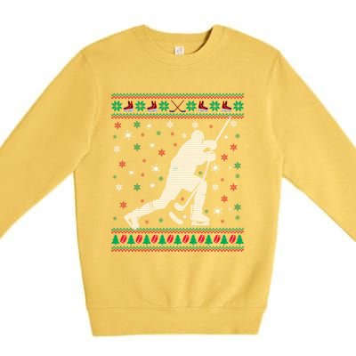 Funny Ugly Ice Hockey Christmas Tree Snowflakes Xmas Gift Premium Crewneck Sweatshirt