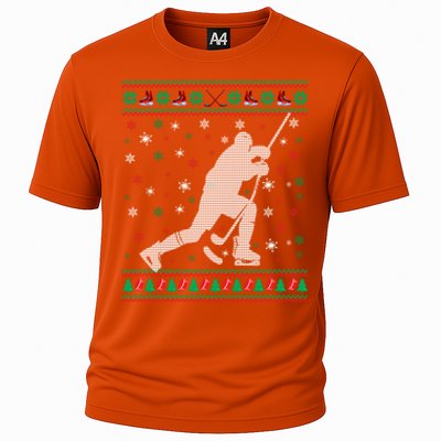 Funny Ugly Ice Hockey Christmas Tree Snowflakes Xmas Gift Cooling Performance Crew T-Shirt