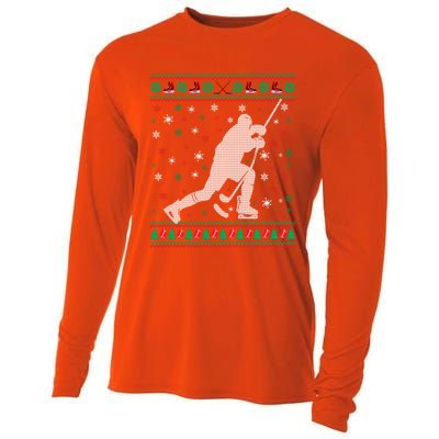 Funny Ugly Ice Hockey Christmas Tree Snowflakes Xmas Gift Cooling Performance Long Sleeve Crew