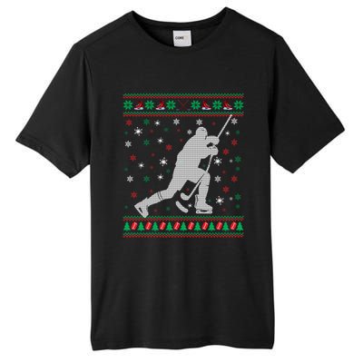 Funny Ugly Ice Hockey Christmas Tree Snowflakes Xmas Gift Tall Fusion ChromaSoft Performance T-Shirt