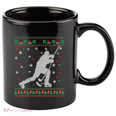 Funny Ugly Ice Hockey Christmas Tree Snowflakes Xmas Gift 11oz C Handle Ceramic Mug