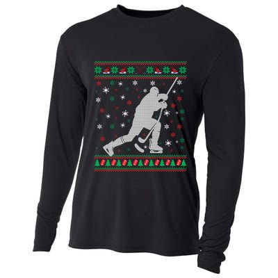 Funny Ugly Ice Hockey Christmas Tree Snowflakes Xmas Gift Cooling Performance Long Sleeve Crew
