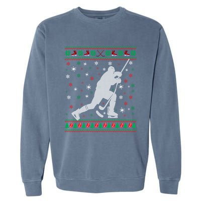 Funny Ugly Ice Hockey Christmas Tree Snowflakes Xmas Gift Garment-Dyed Sweatshirt