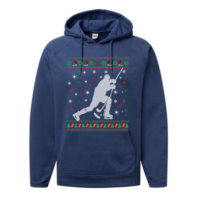 Funny Ugly Ice Hockey Christmas Tree Snowflakes Xmas Gift Performance Fleece Hoodie