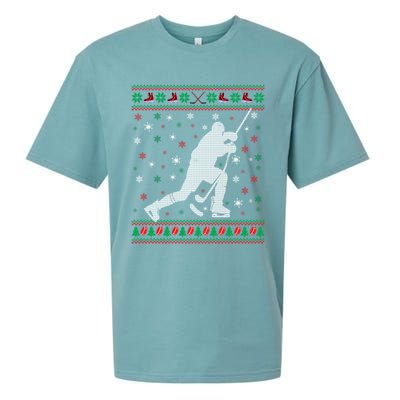 Funny Ugly Ice Hockey Christmas Tree Snowflakes Xmas Gift Sueded Cloud Jersey T-Shirt